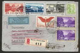 Flugpost Schweiz 1939 Zürich Marseille Rio SaoPaulo Luftpost