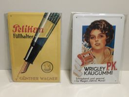 Werbepostkarten Blech/Email Karten Neu OVP 2 Stück Postkarte