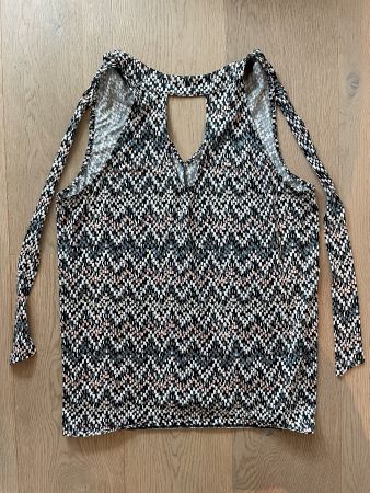 Riu Damen Top - Grösse 2 - Muster schwarz/beige/apricot