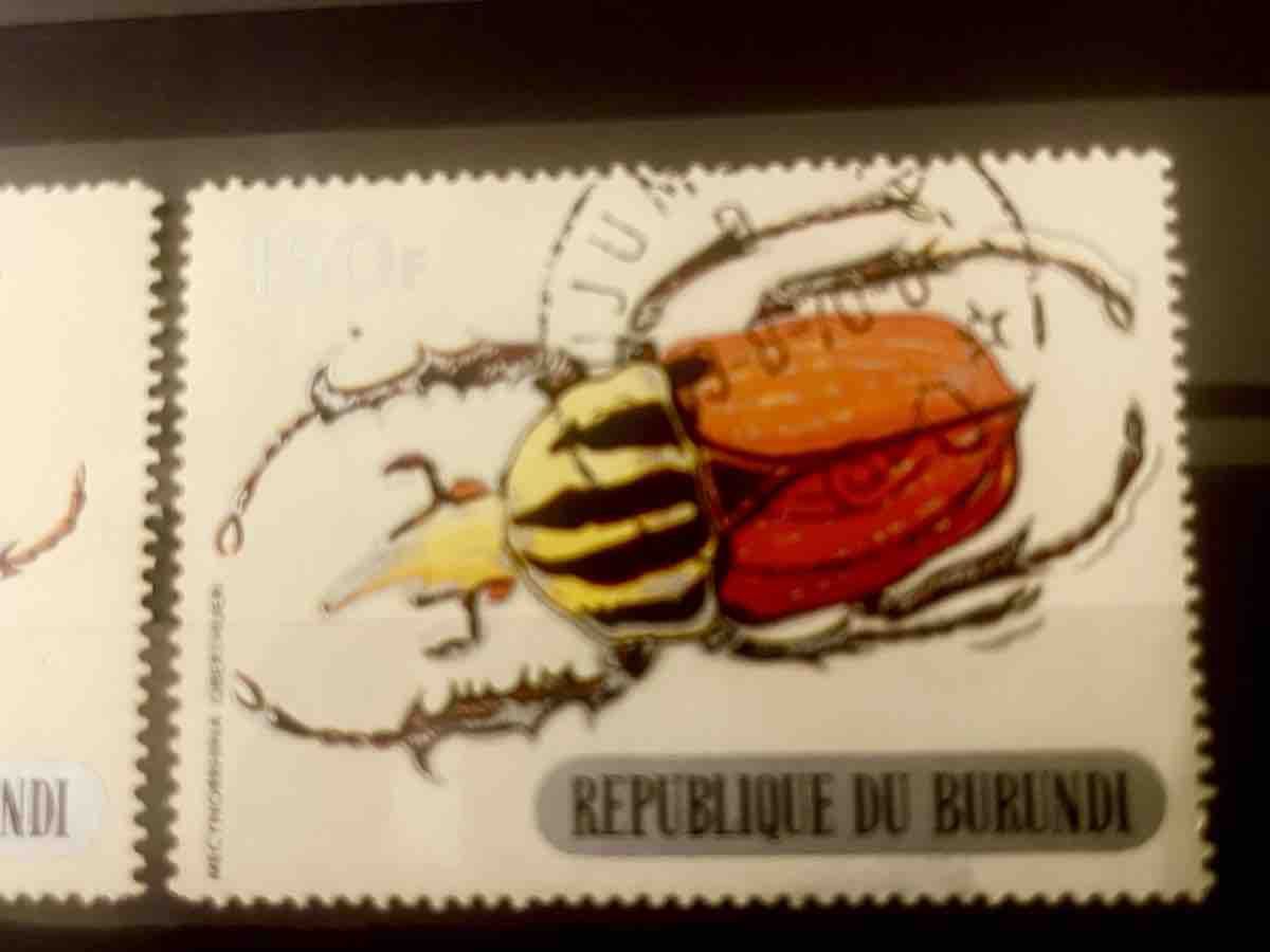Alle Briefmarken: Briefmarken Burundi Käfer 50f und 150f – Gebraucht aus Buchs AG von fpatricia 2