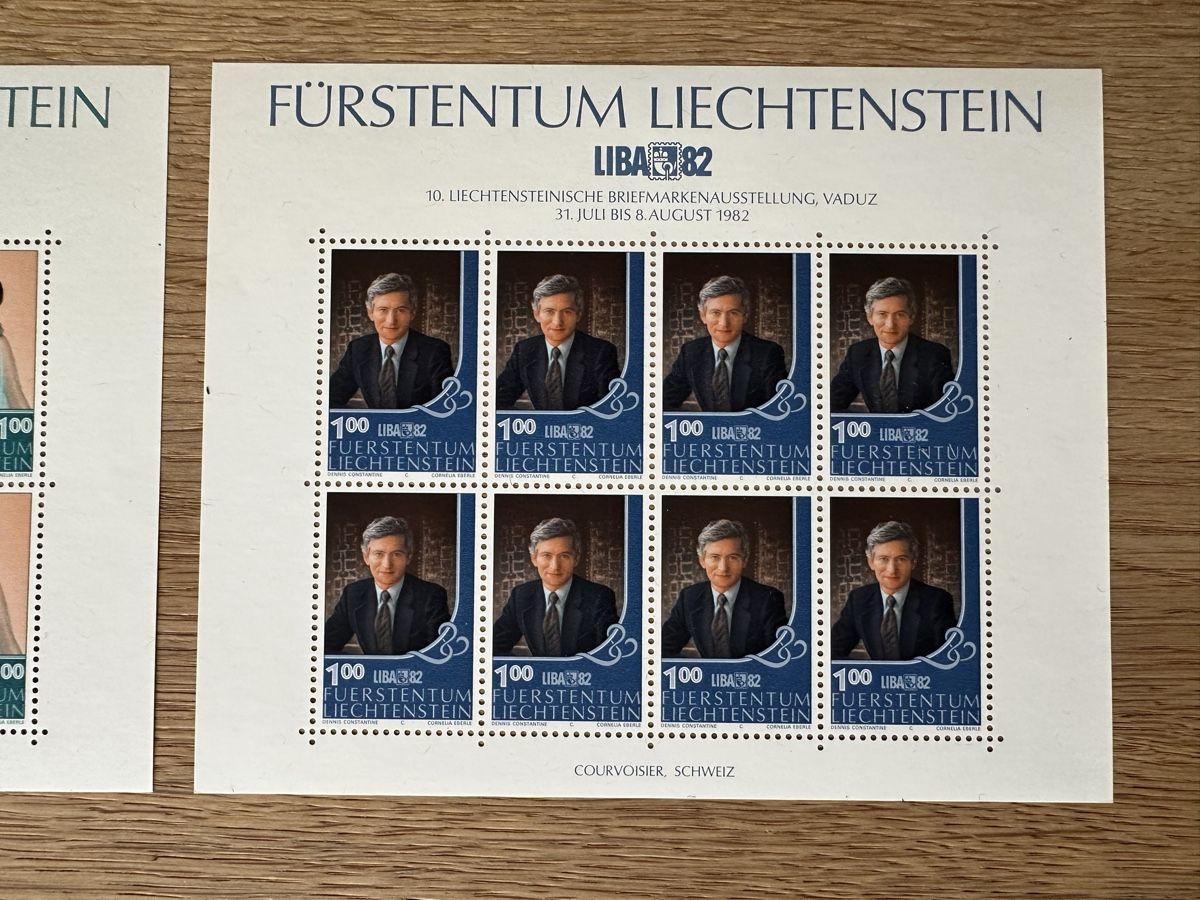 Tutti i francobolli: Liechtenstein - 1982 2x Kleinbogen  LIBA 82 postfrisch ** – Usato da Schmitten / FR venduto da Samsara169 2