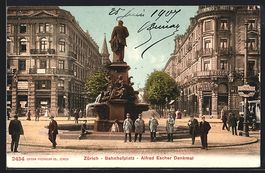 Zürich, Bahnhofplatz mit Alfred Escher 