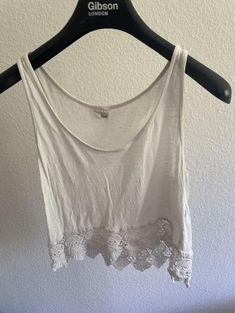 Zara TRF Top mit Spitze, weiss, Grösse S