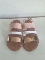 Sandalen, Gr. 38, Sommer-Look, Gold/Weiss/Rosa