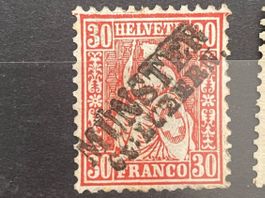 Sitzende Helvetia 30 Top Stempel, signiert