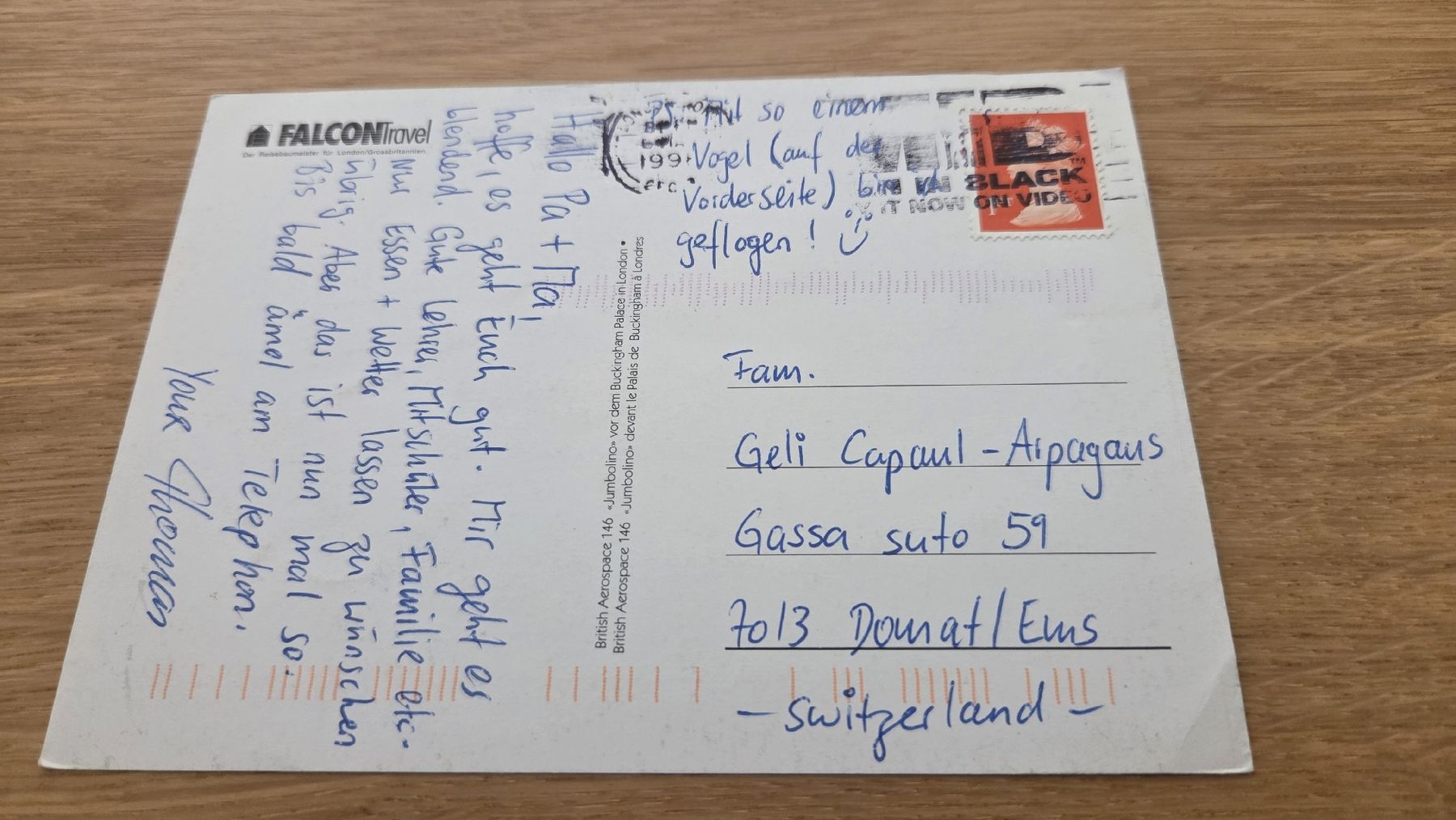 Cartoline postali: Ansichtskarte Falcon Travel – Usato da Arni AG venduto da Moth68 1