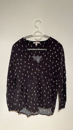 Schwarze Bluse mit Muster Gr. 36