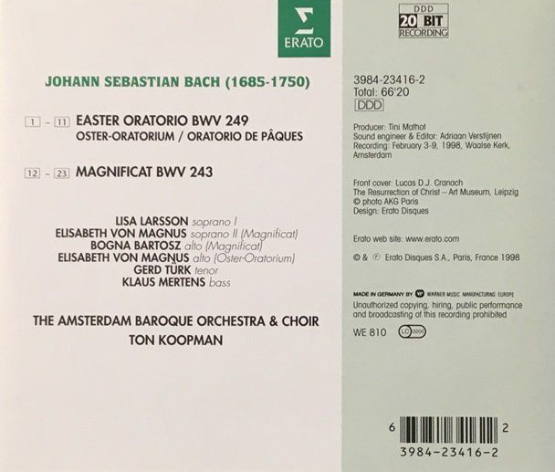 CD: Bach - Easter Oratorio / Magnificat (Ton Koopman) – Usato da Grüningen venduto da azulamarillo 1