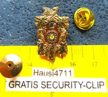 KUCKUCKS-UHE SCHMUCK-PIN GEPRÄGT GOLDIG mit SECURITY-CLIP
