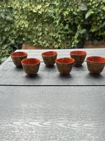 Set 6 hausgemachte japanische Tassen Lackierung Tsugaru-nuri