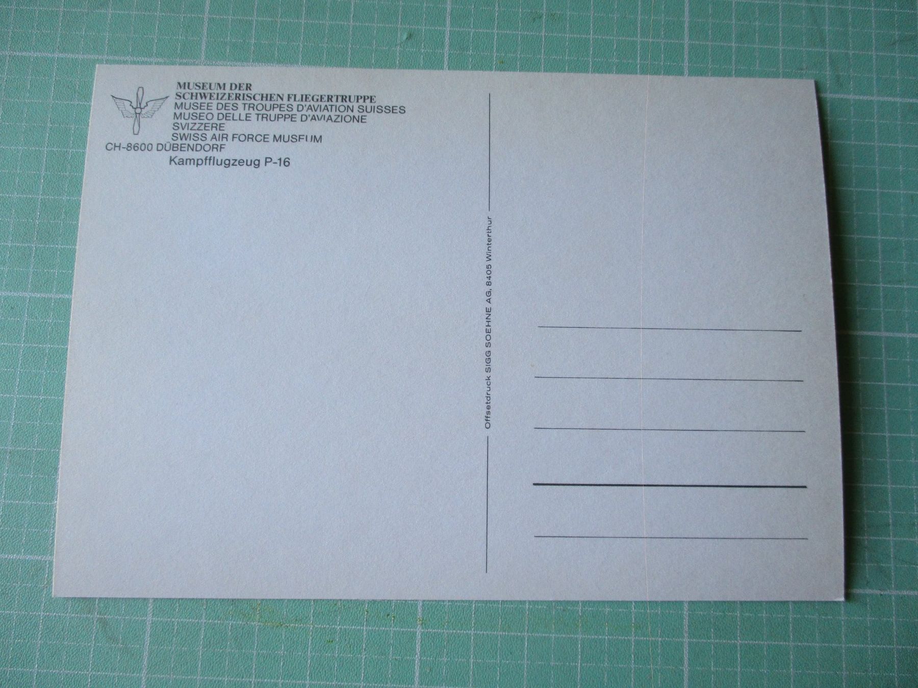 Cartoline postali: Postkarte Kampfflugzeug Schweizer Luftwaffe  P 16 – Usato da Ottikon Gossau ZH venduto da hokuspokus 4