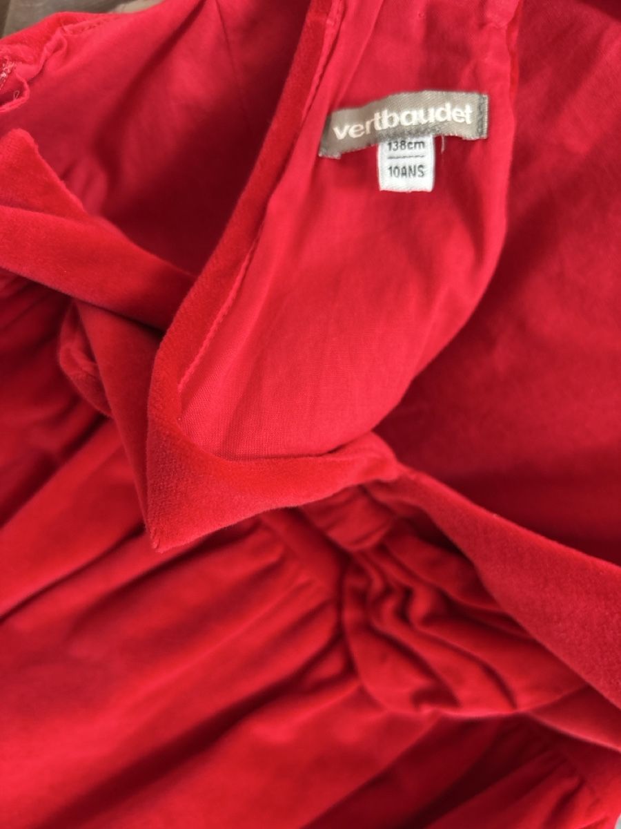 Vertbaudet Kleider & Röcke: Robe velours rouge Vertbaudet taille 10 ans – Neu (gemäss Beschreibung) aus Lonay von hau_2pyt 2
