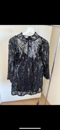 Zara Kleid, Schwarz, Pailletten, Spitze, Gr. S, Neu