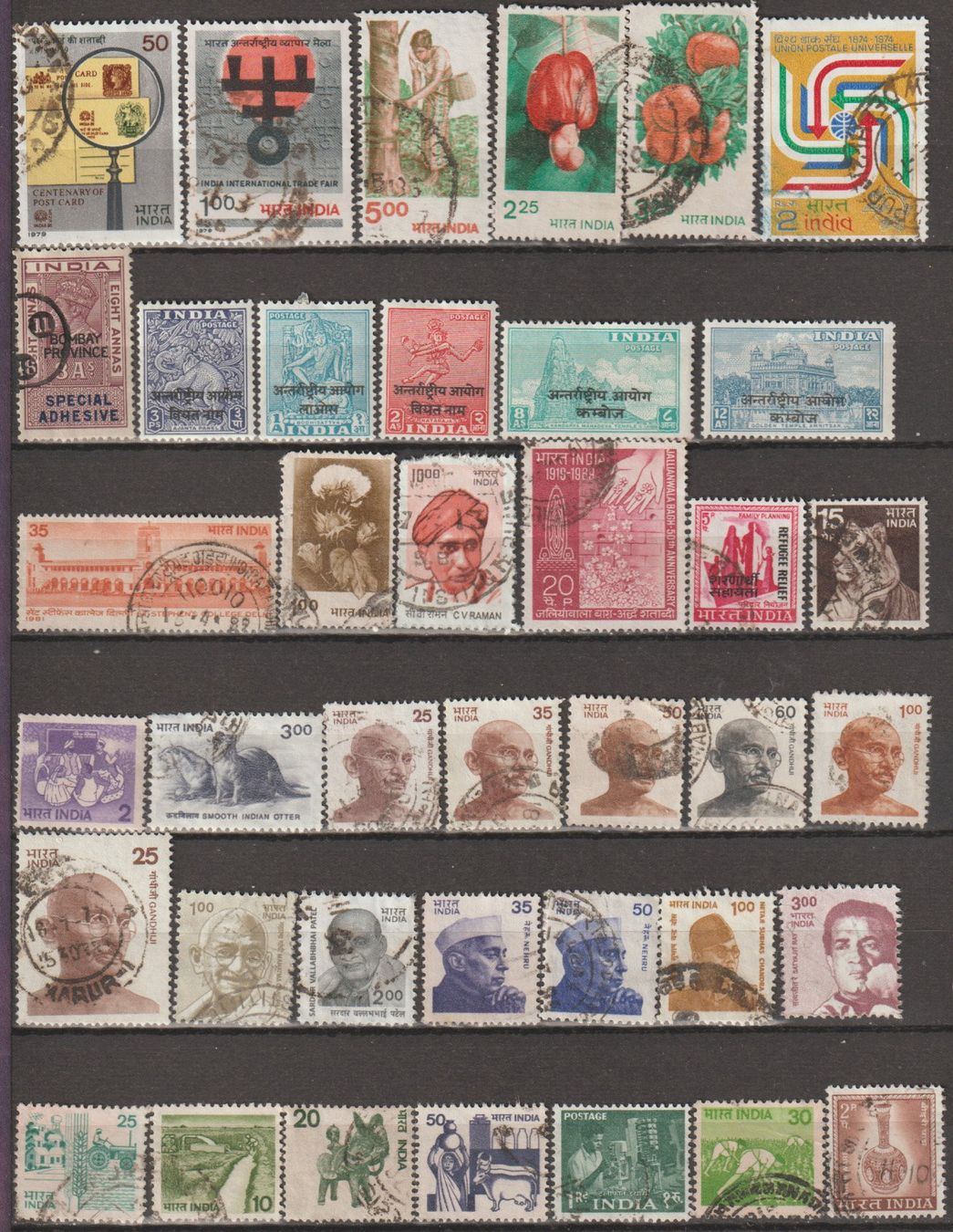 Tous les timbres: Inde, divers thèmes, état variable – D'occasion à Crans-Montana par kira56 1