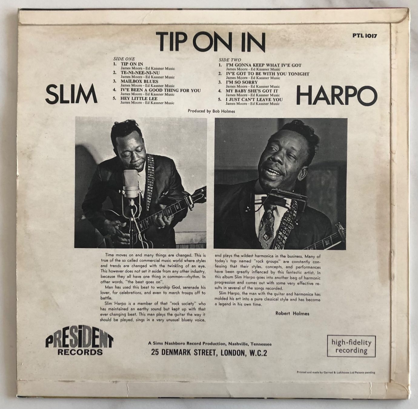 Dischi in vinile: SLIM HARPO - TIP ON IN – Usato da Poliez-Pittet venduto da Newtown-Records 1