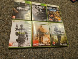 Call of Duty 3+4, Back Ops I und II, MW 2, MW 3 Xbox 360
