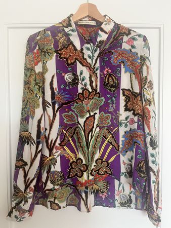 Balenciaga Silk Shirt - Purple Floral, Size 36