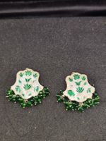 Vintage 925er Silber Ohrclips emailliert teil vergoldet Top