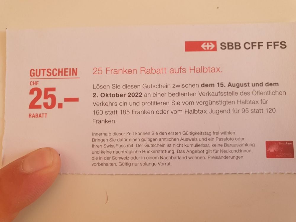 25.- Rabatt Beim Kauf Aufs SBB Halbtax Abo | Kaufen Auf Ricardo