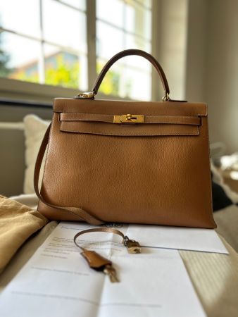 HERMÈS KELLY II SELLIER 35 VEAU GRAINE,