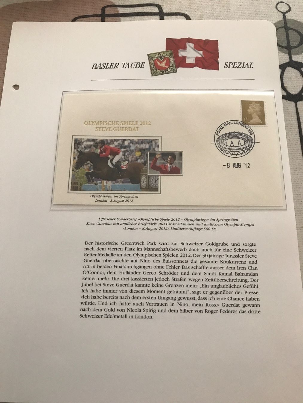 Tutti i francobolli: 3 limitierte Sonderbriefe Olympische Spiele 2012 – Usato da St. Gallen venduto da Setin 2