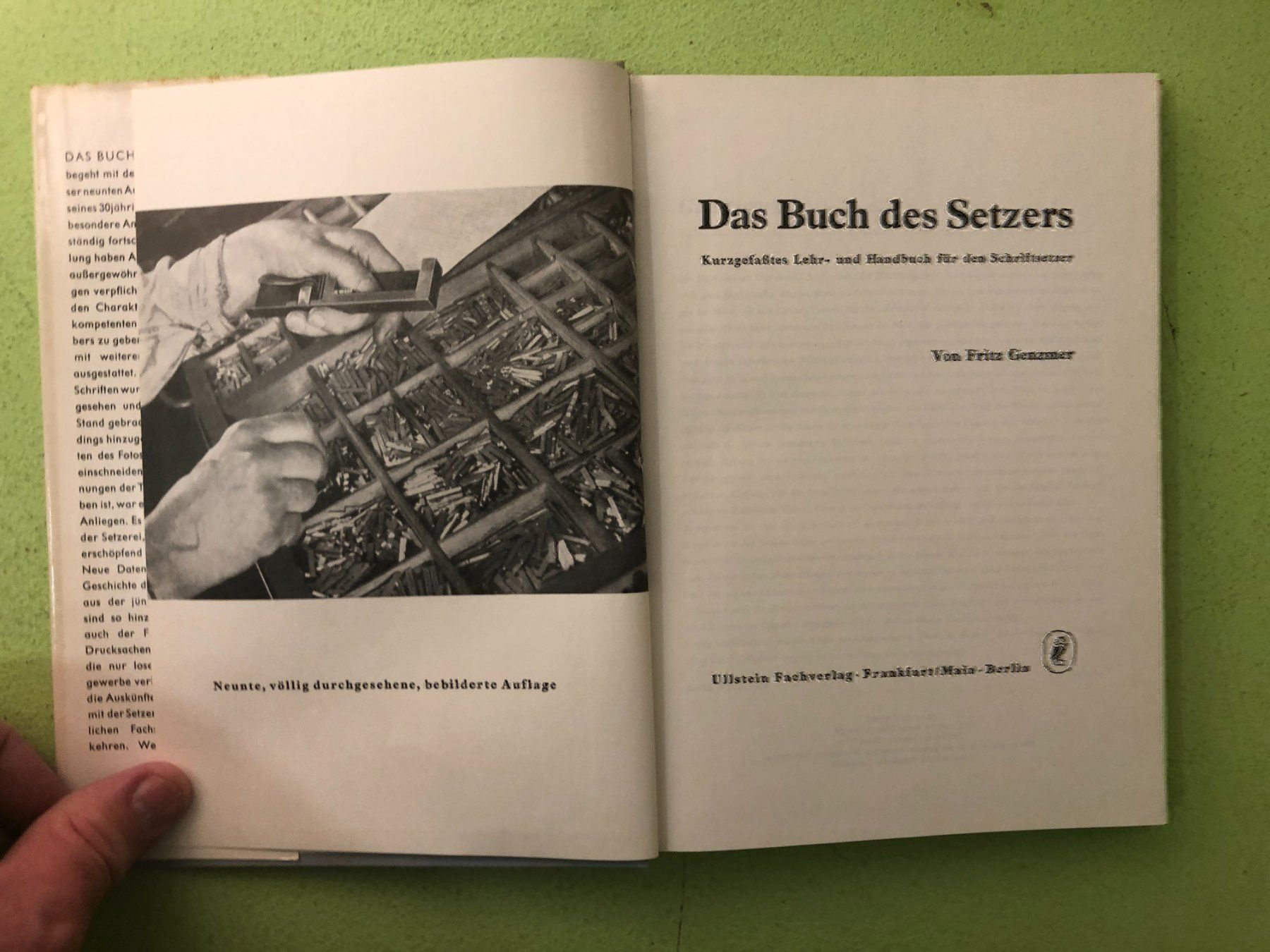 Libri: Fritz Genzmer: Das Buch des Setzers – Usato da Zürich venduto da allp 2