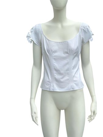 Blugirl Blumarine Bluse Weiss Gr. S IT 42 – mit Stickerei