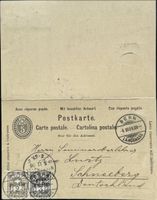 Schweiz 1906: Seltene Doppel-Postkarte UNGETRENNT nach DE