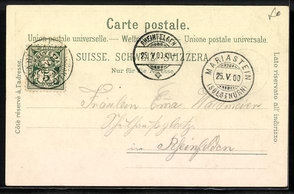 Ansichtskarten: Litho Mariastein, Hotel de la Poste, Klo – Gebraucht aus Berlin von bartko-reher 1