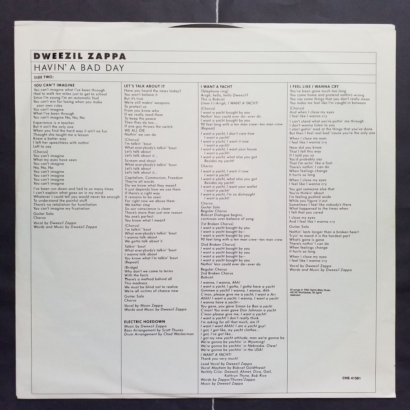 Dischi in vinile: DWEEZIL ZAPPA,  havin' a bad day - 1st press – Nuovo (secondo la descrizione) da Yverdon-les-Bains venduto da Jacotreut 3