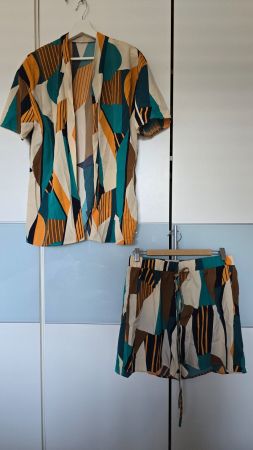 ​😍 Summer Co-Ord Set: Kimono & Shorts - L - Geometrisch