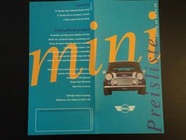 Prospekt Preisliste Mini Cooper 1998