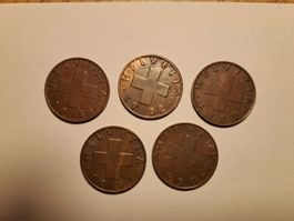 2 centimes Suisse / lot de 5 pièces