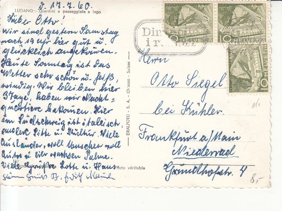 Cartoline postali: Lugano 1960 – Usato da Bürglen TG venduto da StampGraf 1