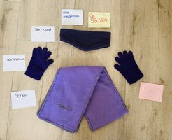 Lila Winterset Schal, Handschuhe, Stirnband Gr. 98/104