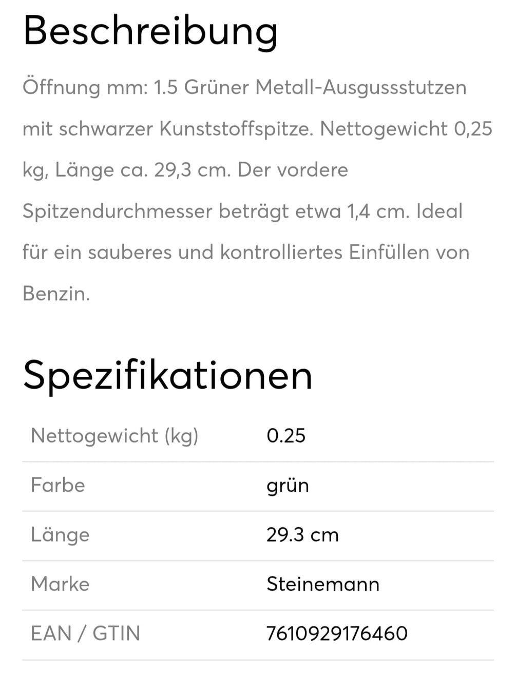 Benzinkanister: Metall - Ausgussstutzen Budget  – Neu und originalverpackt aus Niederuzwil von TaurexTools 1