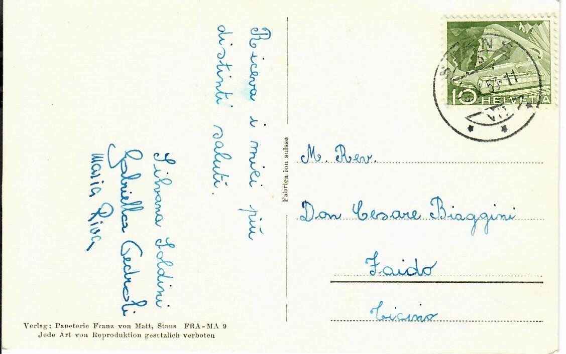 Cartoline postali: Stans  1953 – Usato da Hochdorf venduto da Ziegel-16 1