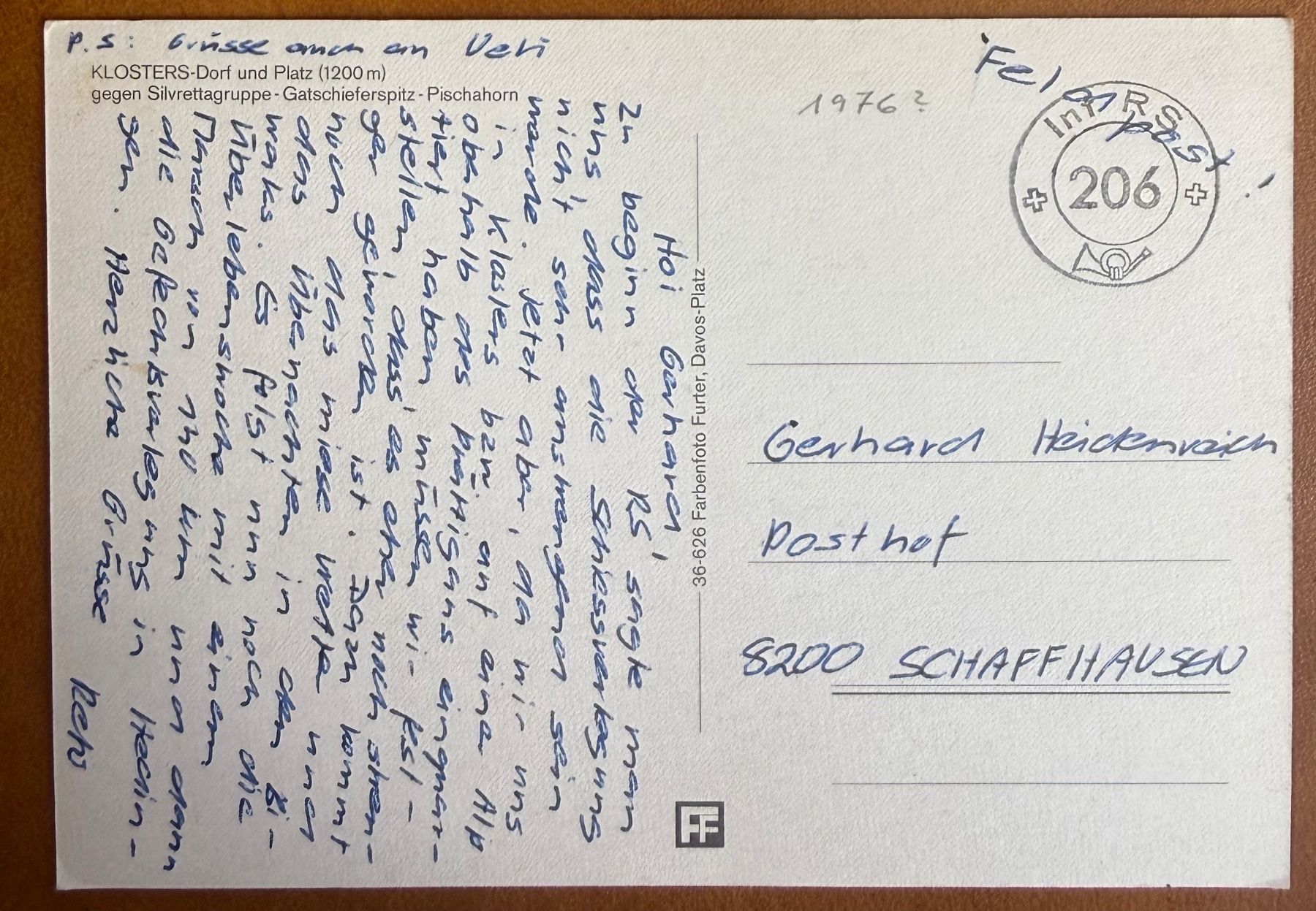 Ansichtskarten: Klosters - Panorama 1976 – Gebraucht aus Lutry von Ediego 1