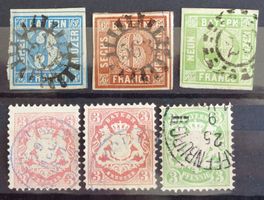 BAVIÈRE - BAYERN: 6 Gestempelte aus 1850–1881