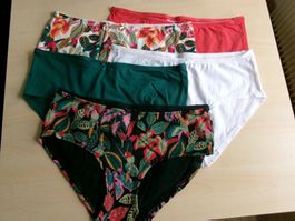 5 Damen Panty / Grösse M / bunt, grün, weiss, rot
