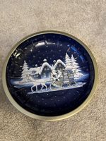 Weihnachtsteller Blechteller Dekoteller Weihnachten blau Gol