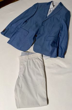 Sommerlicher Anzug, Herren, Grösse 50, Hellblau/Beige