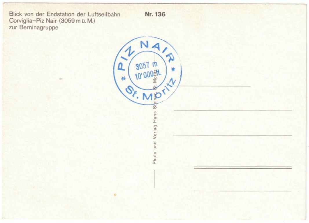 Cartoline postali: St. Moritz - Luftseilbahn Corviglia--Piz Nair – Usato da Binningen venduto da Mountainrider 1