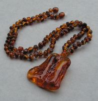 ♥ UNISEX KETTE  Baltischer Bernstein MAXI ANHÄNGER NATURLOCH