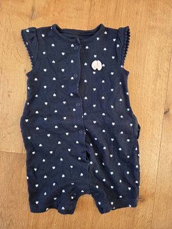 Sommer- Strampler, Gr. 68, Herz, Baby, blau, Hosenanzug