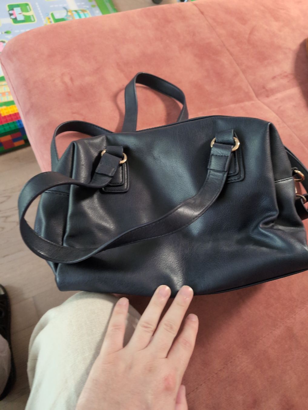 Taschen für Damen: Damen Handtasche dunkelblau/weiss mit Webmuster – Gebraucht aus Ebikon von Niederdorf01 1