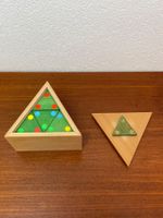 Holz Legespiel in Dreieck Holzbox vintage Holzspielzeug