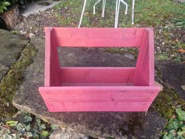 Originelle rote Pflanzkiste aus Holz, 45 cm lang