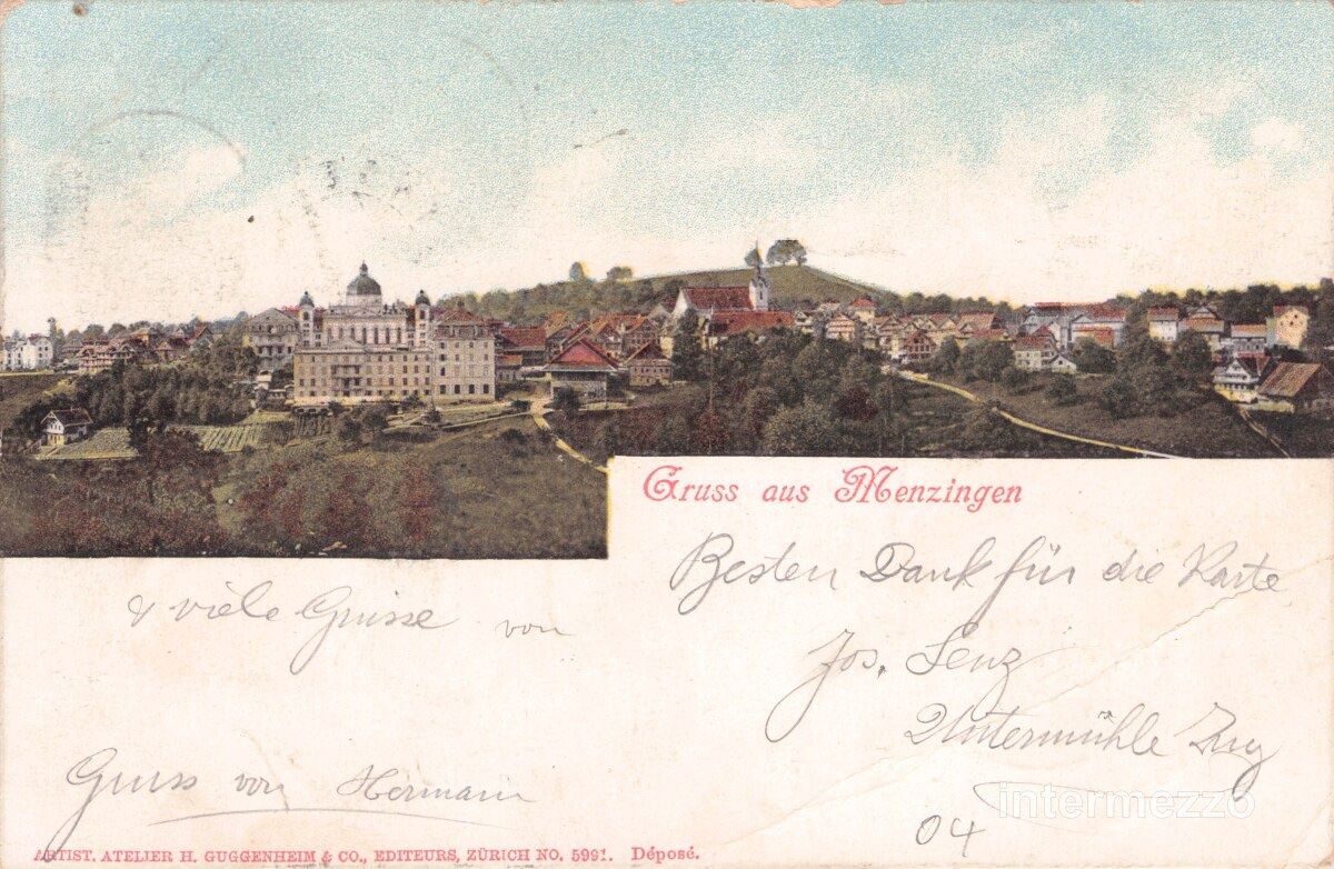 Cartoline postali: Menzingen ZG // 1904 Gruss Litho – Usato da Basel venduto da intermezzo12