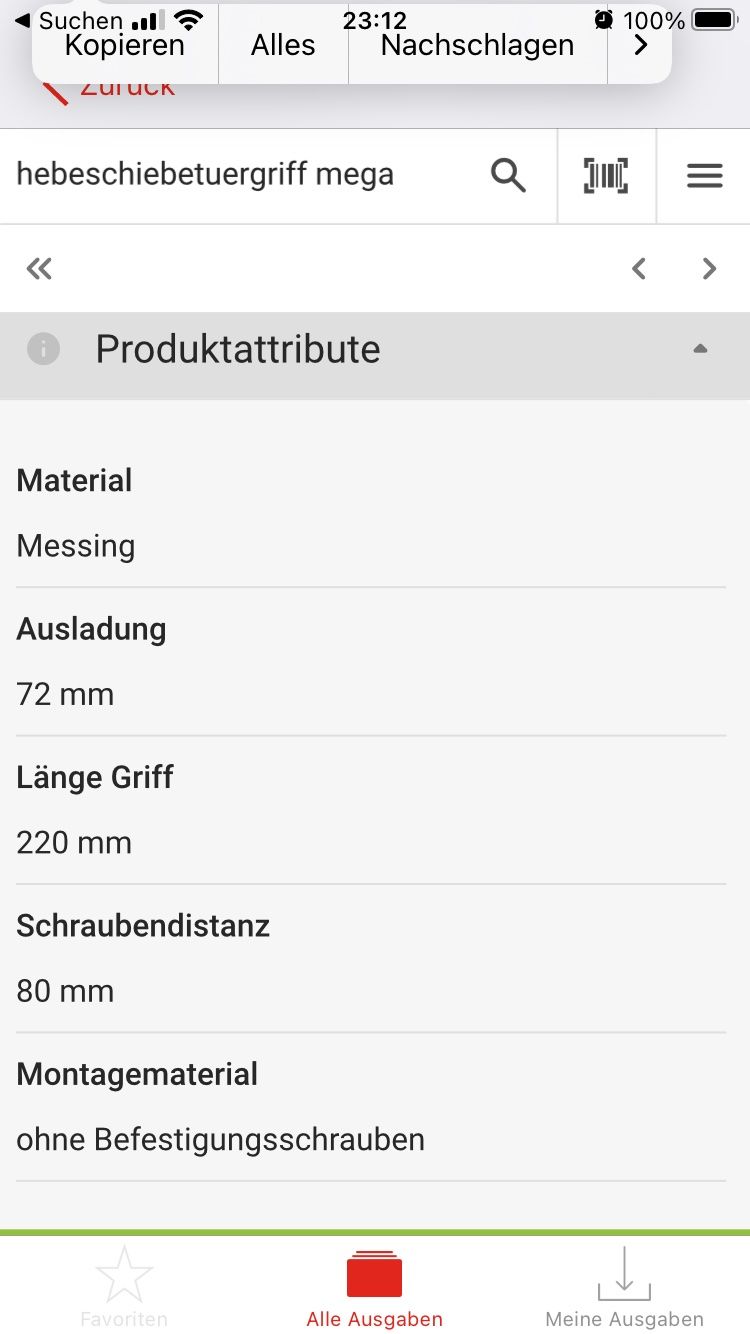 Mega Ferramenta: Hebeschiebetürgriffe MEGA – Usato da Meilen venduto da marsico79 2